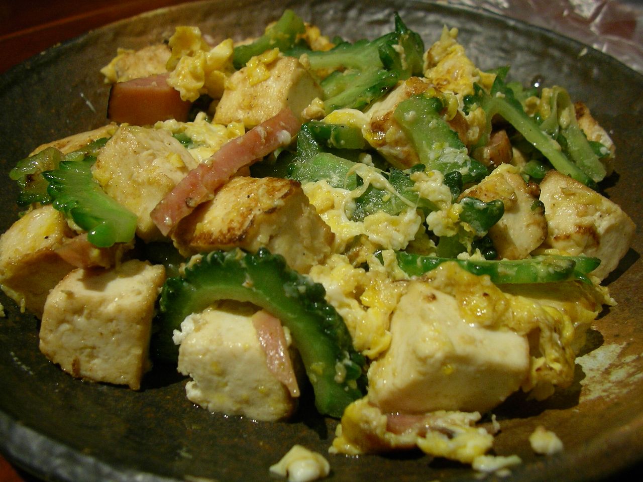Okinawa's Goya chanpuruu and bitter melon dish