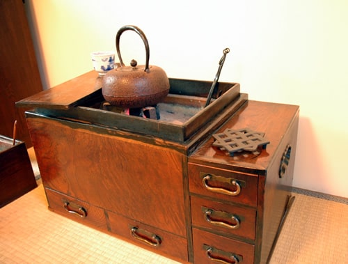 In traditional times Japanese homes were sort of heated with hibachi braziers and for making tea