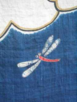 Dragonfly doorway noren textile closeup and noren are featured in my private tours in spring and summer