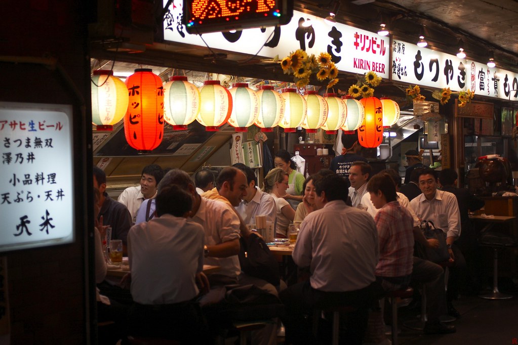 A typical Japanese izakaya pub or tavern restaurant.