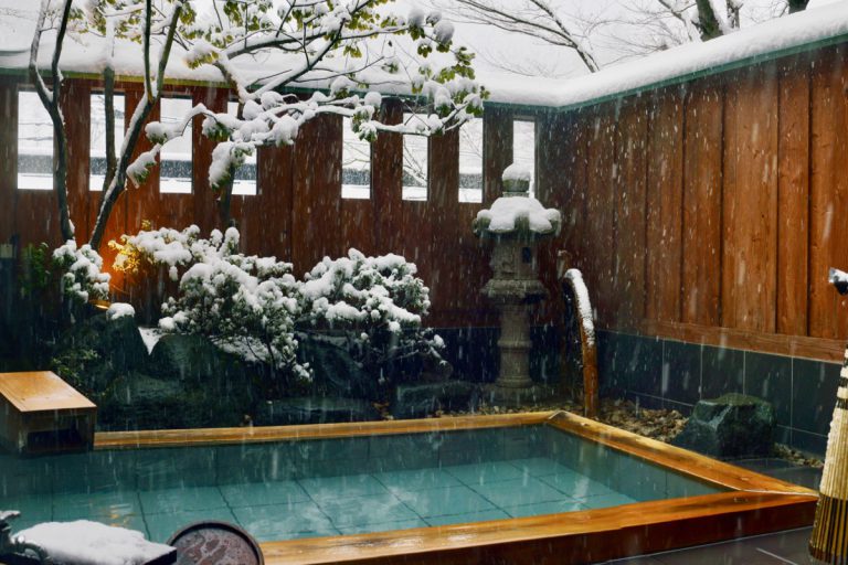 In winter the hot spring onsen baths of Japan are extra special