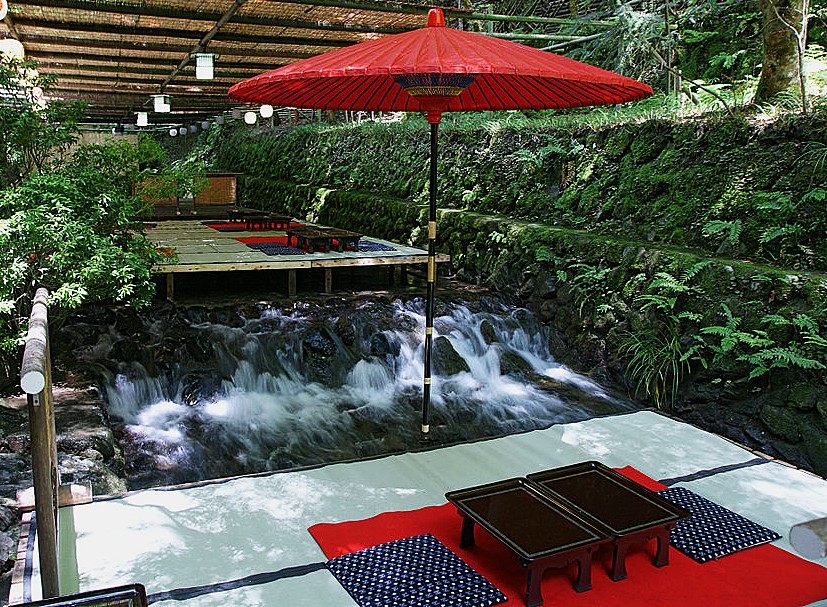 A Kibune Village kawadoko river restaurant.