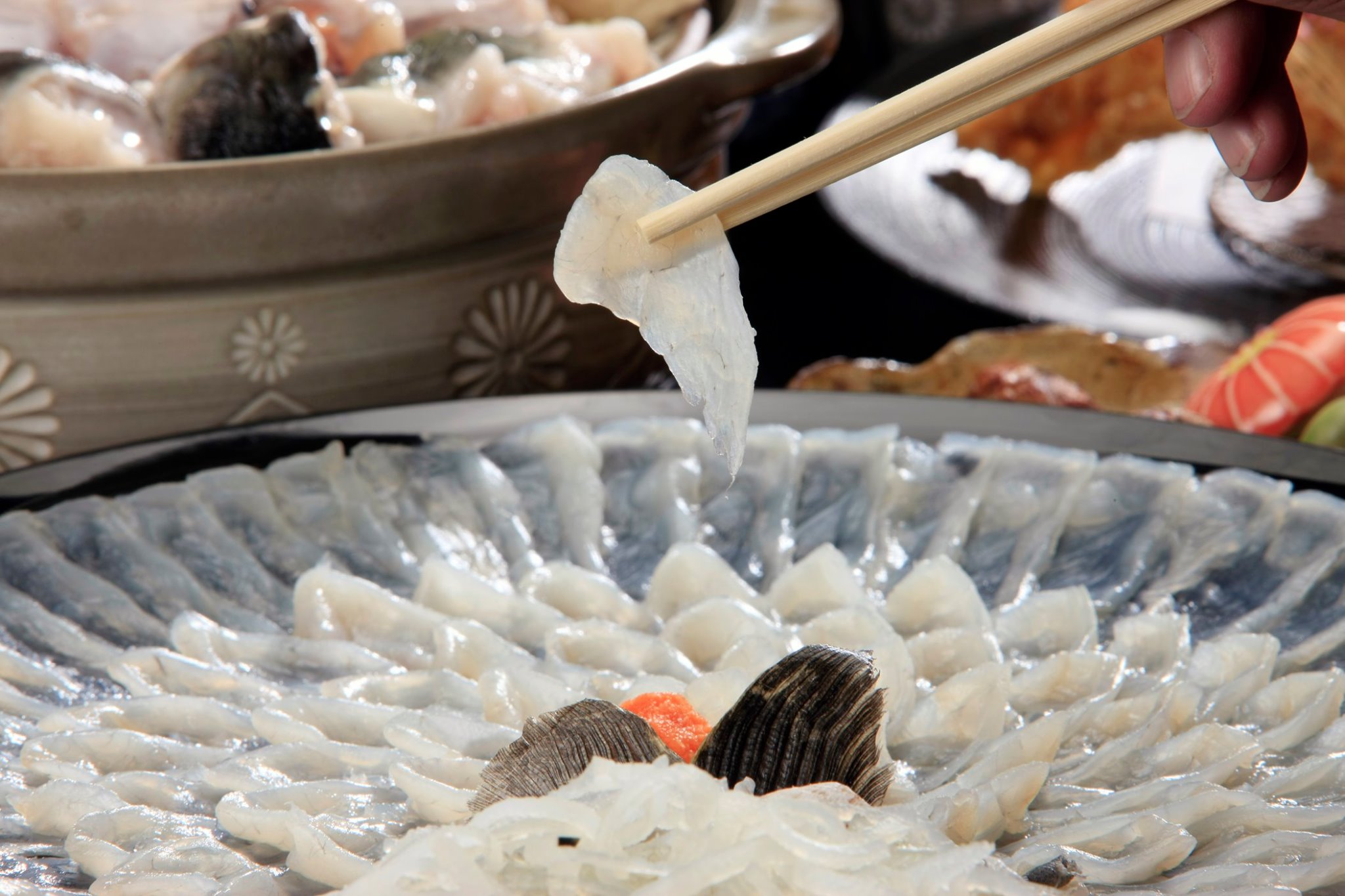 High class fugu blowfish cuisine is famous in Kyushu