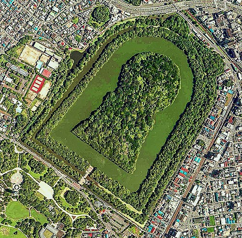 A bird's eye view of one of Sakai City's mysterious Mozu kofun tumuli