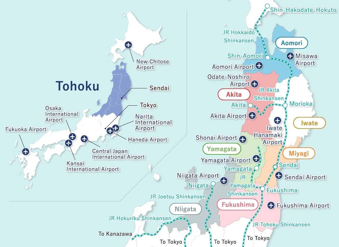 The Tohoku region north of Tokyo